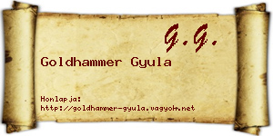 Goldhammer Gyula névjegykártya
